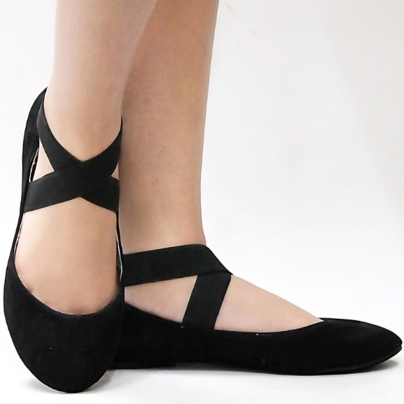 Shoes - Black Vegan Suede Ballet Flats
